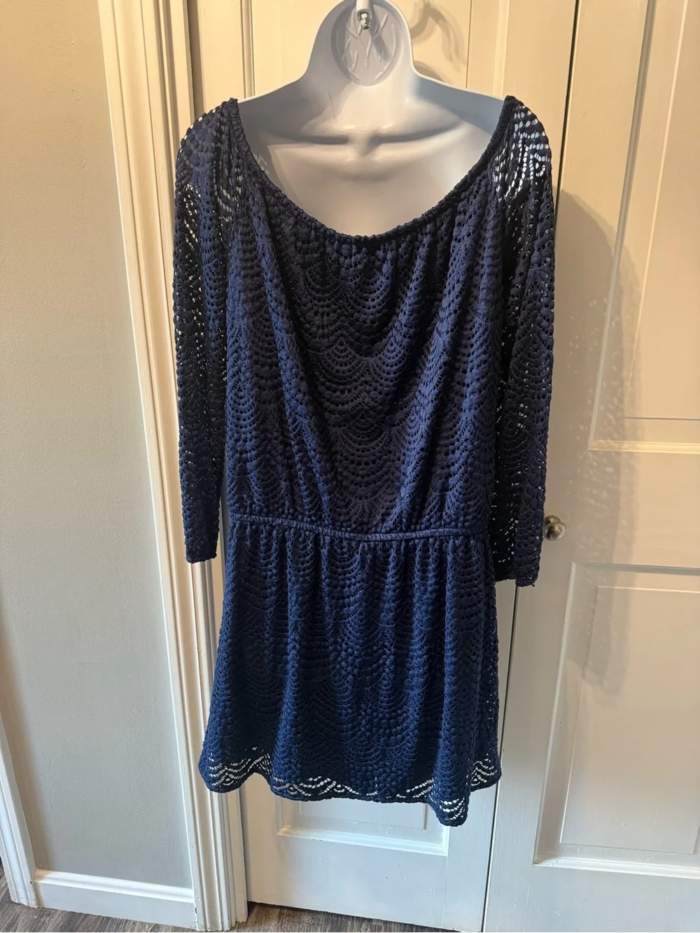 Lilly Pulitzer Navy One-Shoulder Lace Mini Dress